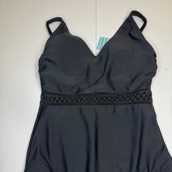 Pour Moi Sahara Crochet Waist Control Swimsuit Black Size Small NWT - Picture 2 of 10